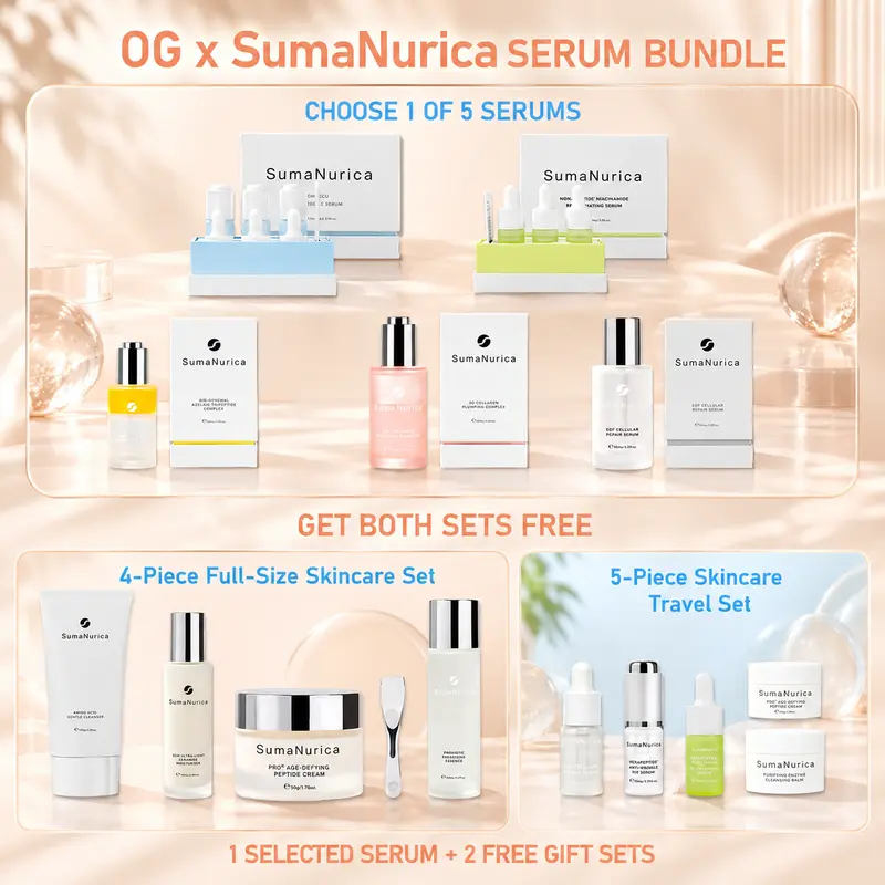 OG x SumaNurica Serum Bundle ｜1  Serums + FREE (Cream50g +  Moisturiser 100ml+ Essence150ml + Cleanser 150g & 5-Piece Travel Set)