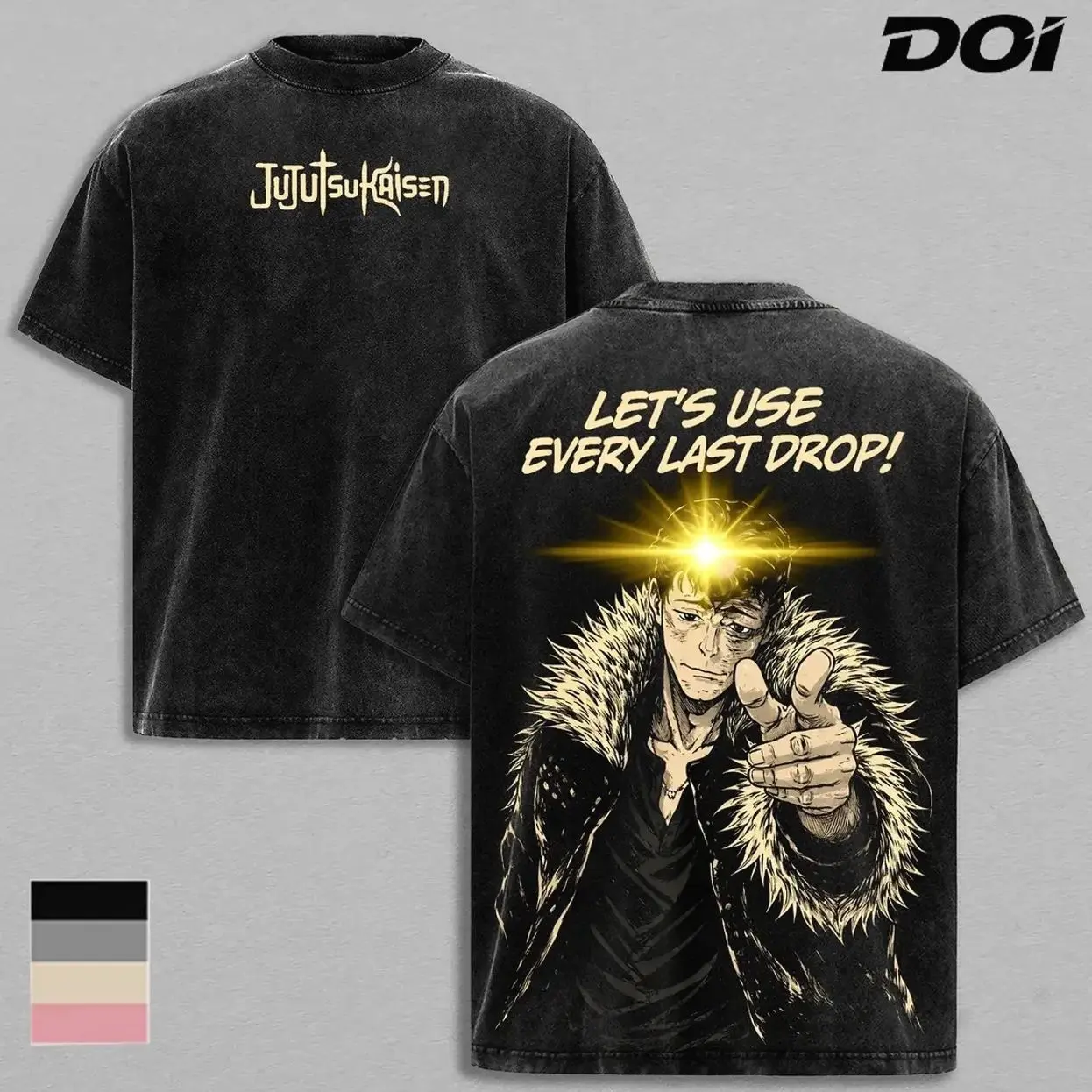Ishigori Ryu Granite Blast Graphic Tee, Vintage Washed Jujutsu Kaisen Anime Shirt, Culling Game Power Design with Maximum Output Energy Attack Artwork, Heavyweight Cotton Unisex Streetwear, Gift for JJK Fans and Anime Lovers KTP