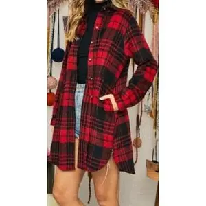 Red Long Flannel Jacket (final sale)