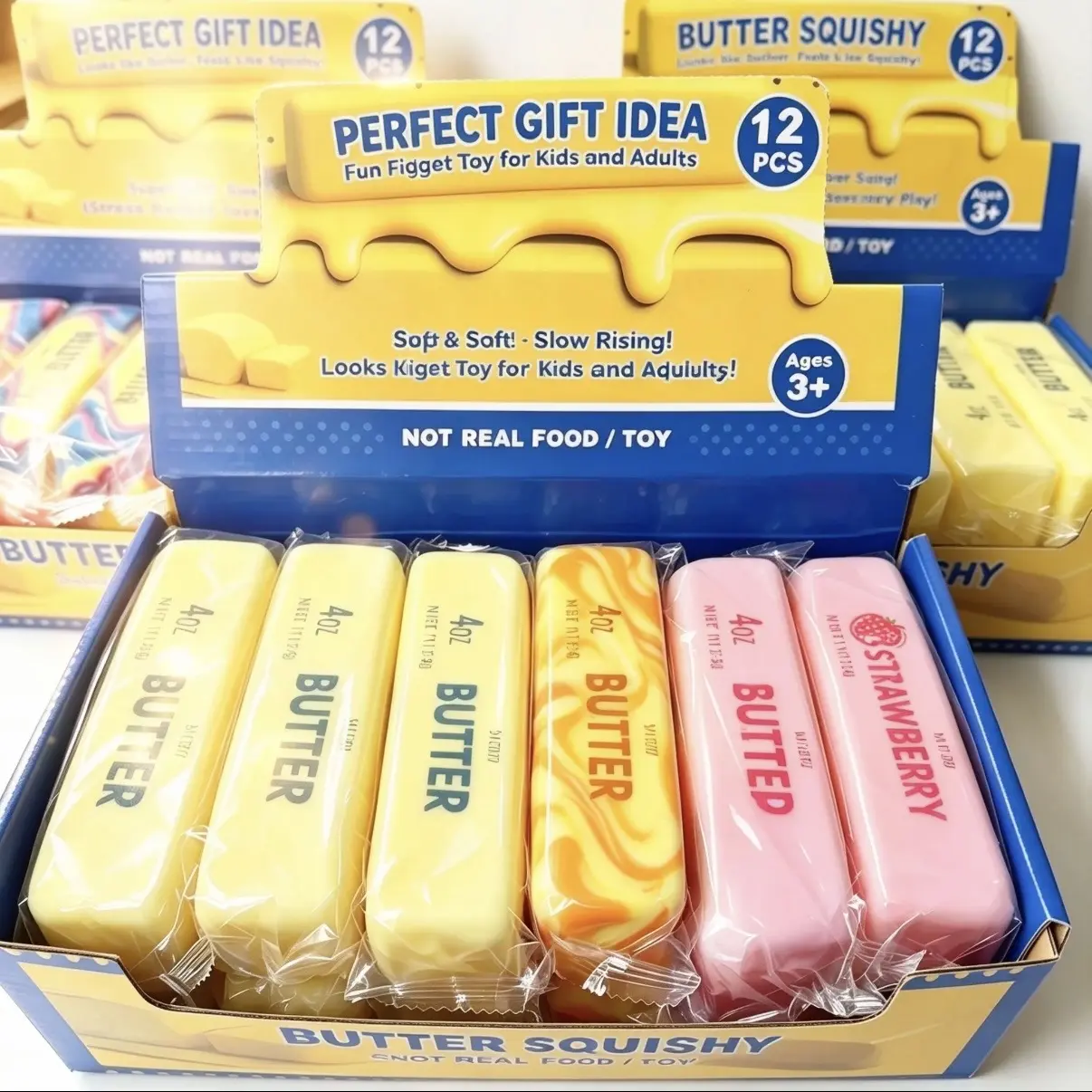 A random blind box Butter-Shaped Slow-Rebound Stress-Relief Toy — An Ultra-Soft, Squeezable Stress-Buster