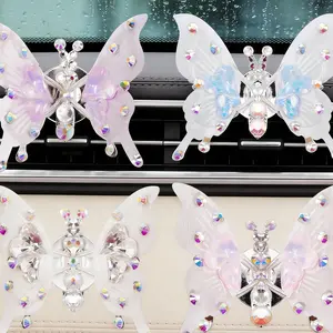 4 Pcs Rhinestone Butterfly Car Stickers, Window Decorative Stickers, Luxury Car Interior Accessories, Set of 4 Colors