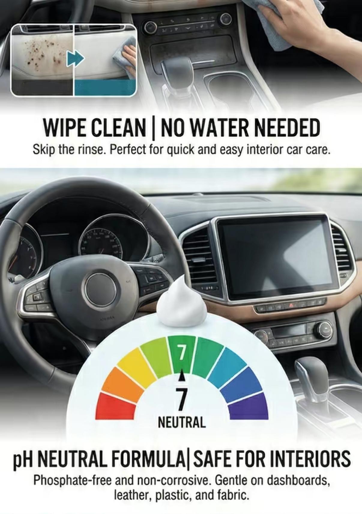 CQZ Dry-Up Multi-Purpose No-Rinse Foam Cleaner200ML - pH Neutral, Gentle Floral Scent for Sneakers, Car Interior & Home Cleaning