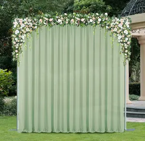 14 ft x 57" Chiffon Event Backdrop Curtain Drape Panel - Sage Green (1pc)