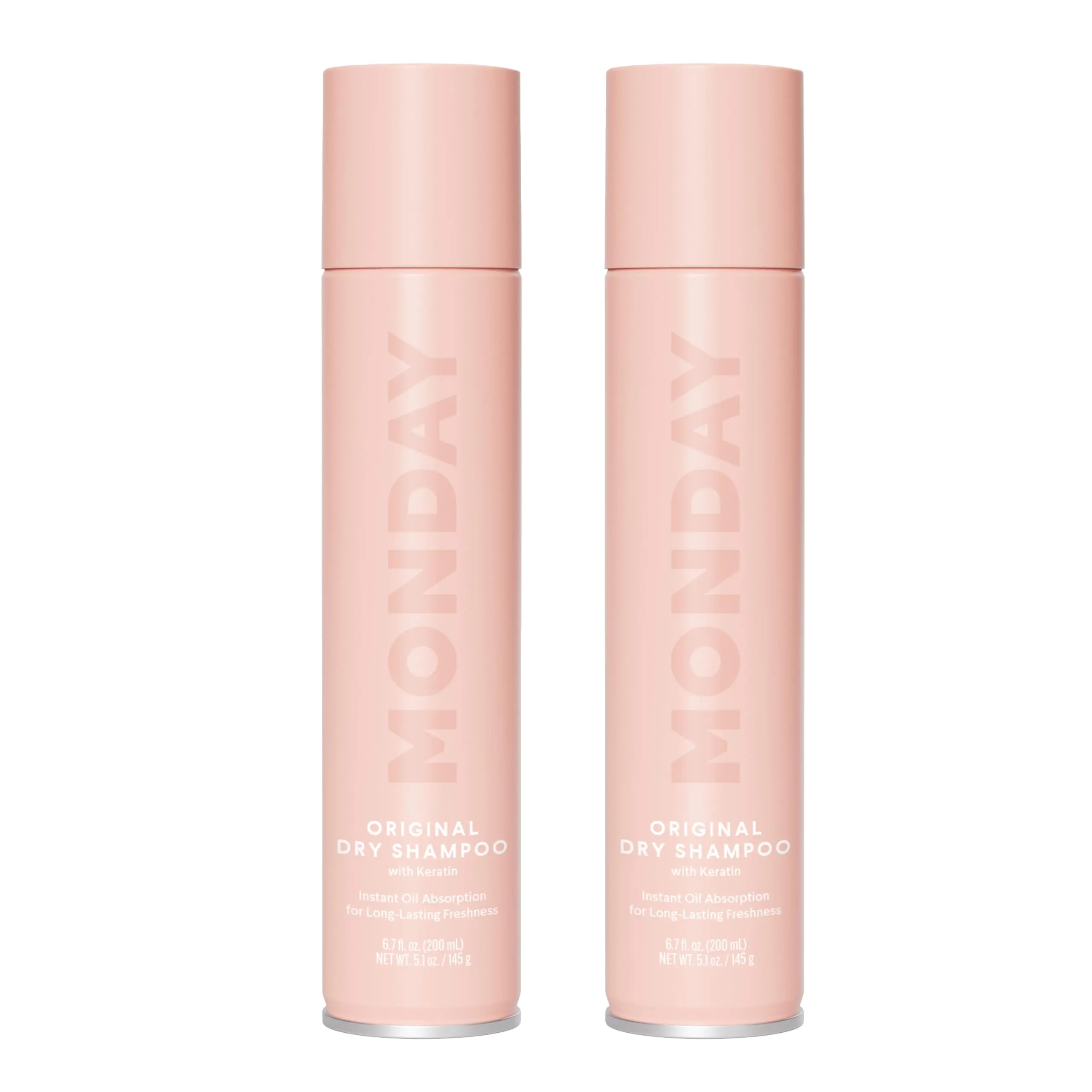 MONDAY HAIRCARE Original Keratin-Infused Dry Shampoo, Oil-Absorbing Formula for All Hair Types, 200 mL Dual Pack