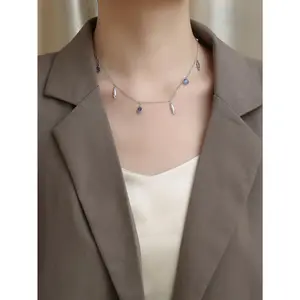 Cute Dolphin & Blue Crystal Necklace, Delicate & Elegant Summer Vibe Necklace