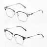 Square Frame Blue Light Glasses for Men & Women - Lightweight Semi-Rimless Alloy Eyewear, Browline Angular Anti-Glare Frames, Eye-Friendly Daily Wear for Computer Use, Men's Accessories, Protects Your Eyes from Harmful Blue Light