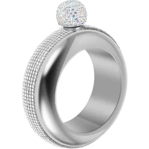 Bracelet Flask for Women 304 Stainless Steel Bangle Flask 3.7 oz Creative Decorative Bracelet Flask with Rhinestone Lid Party Flask Gift for Women Girls Birthday Party,Silver
