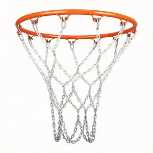 Silver Color Chain Basketball Net with 12 Hooks, Durable Backboard Accessory, Ideal for Sports Equipment, Enhance Your Game Setup