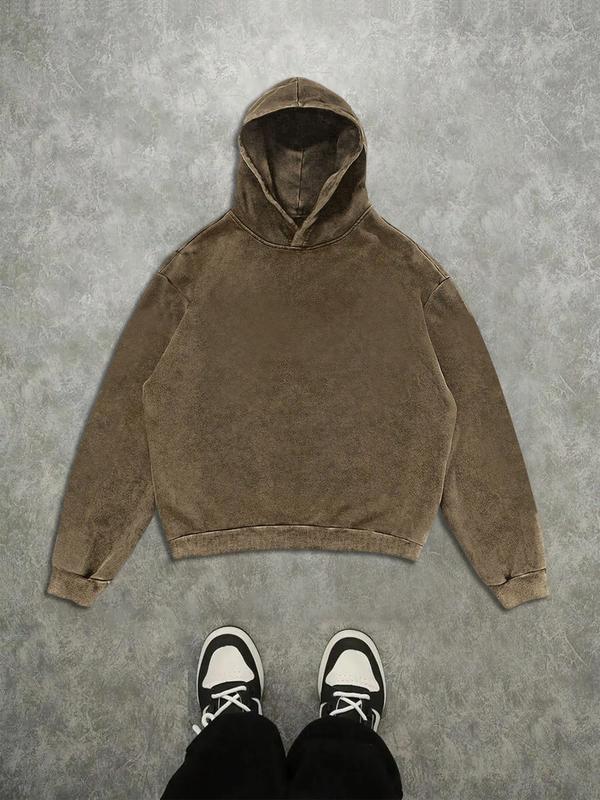 Trendy Casual Hoodie with Jesus Silhouette Print, Vintage Wash Craftsmanship, High-Quality Fabric, Loose Fit, Autumn Wear