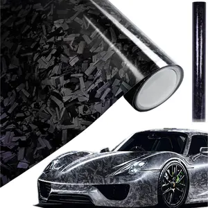Forged Composite Black Carbon Fiber 5ft x 1ft 8yr Car Wrap Vinyl Roll with Air Release auto Patternless Diy stickers