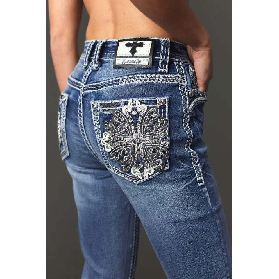 Answer Me Women's Embellished Bootcut Jeans A1142-PB30