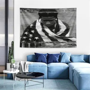 Creative Black and White Printed Rock Singer Tapestry, 1 Count Creative Celebrity Poster Banner Hanging Fabric, Suitable for Living Rooms, Dormitories, and Influencer Live Streaming Decoration