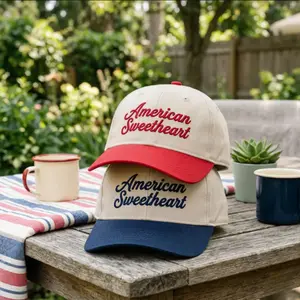 American Sweetheart Embroidered Hat, Red White Fourth of July Gift, USA Patriotic Cap Gif