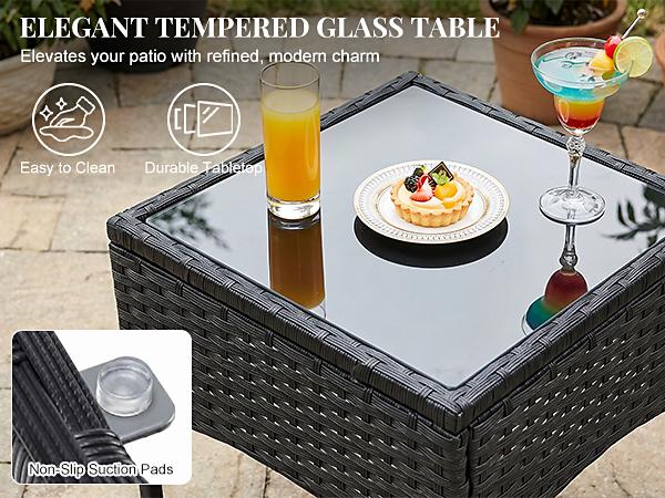3-Piece/4-Piece Patio Furniture Set, Wicker Outdoor PE Rattan Furniture with Coffee Table & Washable Cushion, Compact Bistro Conversation Seating for Balcony, Garden, Poolside