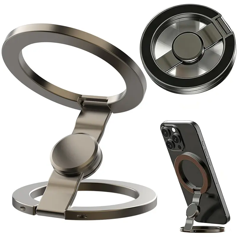 2-in-1 Magnetic Fidget Spinner & Phone Stand, 360° Rotating Gyroscope Holder, Ultra-Thin Foldable MagSafe Car Desk Mount, Stress Relief Toy for Office Travel