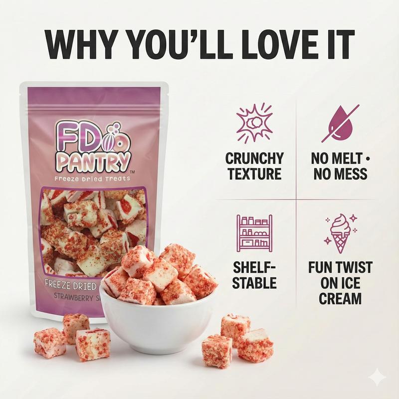 FD Pantry Freeze-Dried Ice Cream Crunch Bites – Strawberry Shortcake, Cookie Crunch & Chocolate Eclair Flavor (2 oz |  Snack Treat