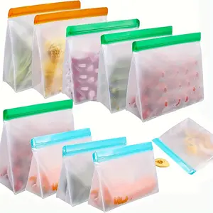 9 pieces, food storage bag, leak proof frozen preservation storage bag, travel/home storage bag, including 3 gallon bag/3 sandwich bag/3 snack bag (excluding bisphenol A)