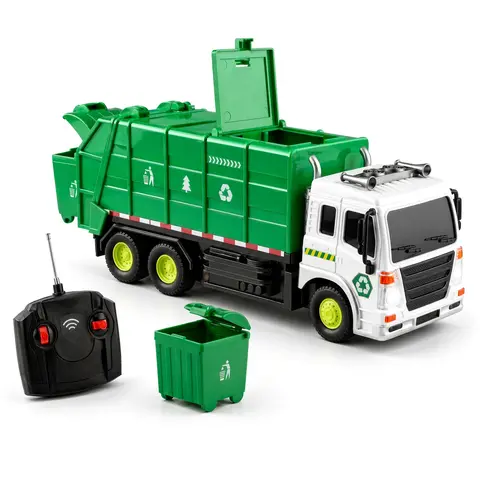 Remote Control Garbage Truck Toy for Kids, RC Sanitation Vehicle with Trash Bin, Openable Top and Dumping Function, Realistic City Service Truck Play Set for Boys Girls