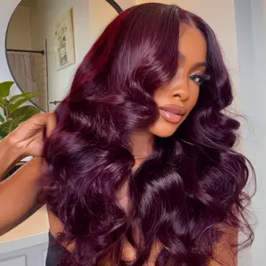 UNice Glueless Black Cherry Loose Wave Wig with Drawstring Pre Everything 13x4/7x5 Lace Closure Human Hair Wigs Natural Hairline Ready to Wear Beginners Friendly