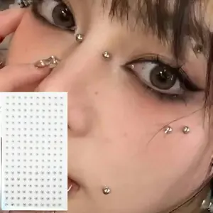 180 Piece Waterproof Fake Piercing Set, Self-Adhesive Lip Ring, Eyebrow Ring, Nose Ring, Belly Jewelry, Non-Piercing Full Body Jewelry Set
