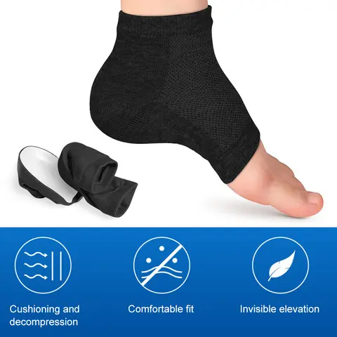Invisible Elevator Socks with Hidden Lift Insoles - 2.5/3.5cm Height Increase for Men & Women, Non-Slip Thickened Heel Pads for Discreet Comfort Black