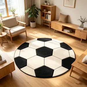 Creative Football Pattern Rug, Large Area Living Room Bedroom Carpet, Washable Plush Mat, Home Decor for Sofa Bed Table Closet Study Hotel Apartment