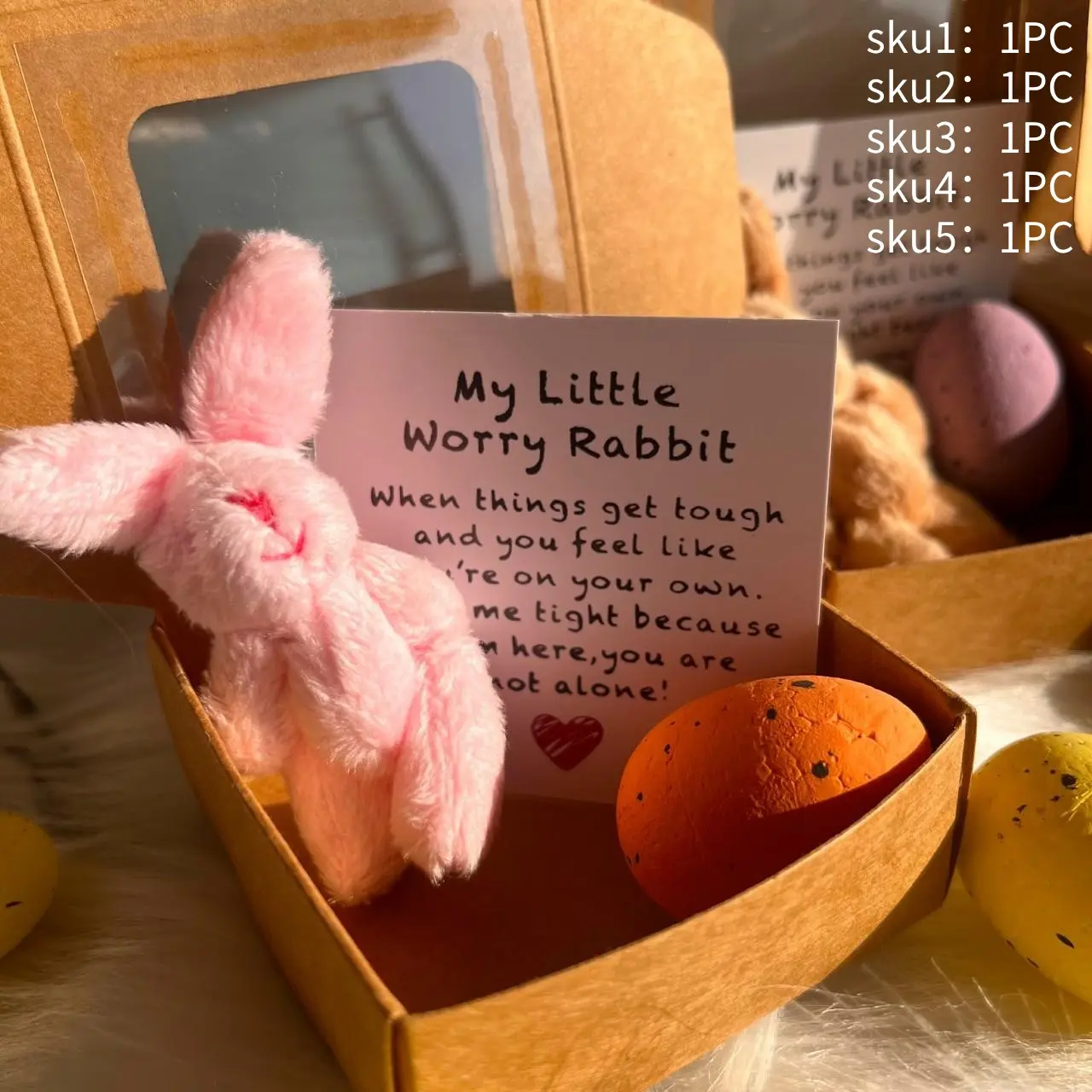 Mini Bunny Gift Set, Adorable Plush Rabbit with Colorful Eggs & Inspirational Card, Charming Spring and Summer Surprise Gift Box for Easter, Birthdays & Emotional Support, Gift Box Design, Gift Package, Encouragement Gift
