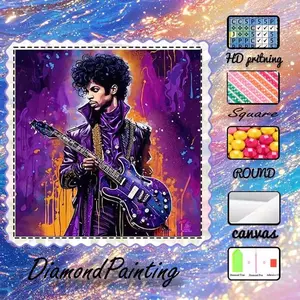 DIY 5D Flocking Diamond Painting Kit, AB Drills, Fairy Dust Drills, Crystal Drills, Musician, Guitar, Colorful Diamond Embroidery, Special Craft Diamond Art Kit, Wall Decor, Gift for Family, Loved Ones, Friends