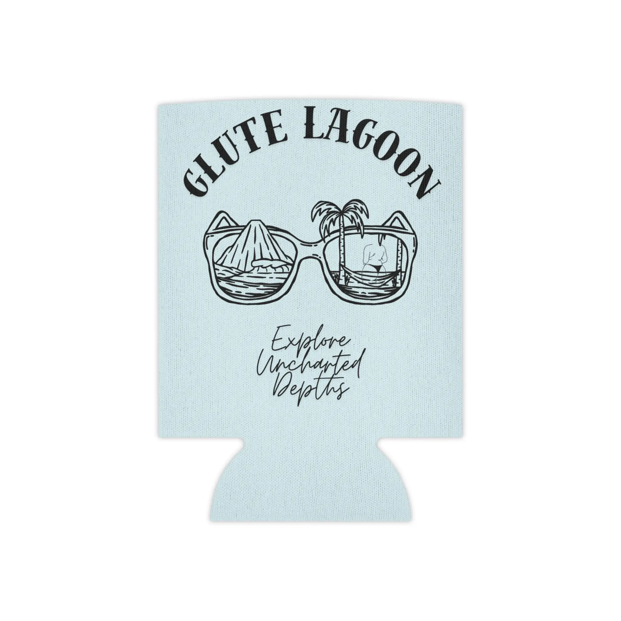 Glute Lagoon Deep Cheek Dive Can Cooler | beach palm island drink koozie