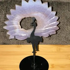 Druzy Agate Peacock Crystal with Stand - Unique Design and Stand Included