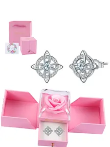 Celtic Knot Earrings - Irish Heritage Jewelry,Comes with a rose gift box - Zircon Accented, Birthday and Christmas gifts for wife, mother, and girlfriend Ideal for Daily Wear。