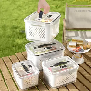 5-Piece Large Refrigerator Fruit Storage Containers, BPA-Free, Ventilated Design, Handle Included, Keeps Food Fresh Longer