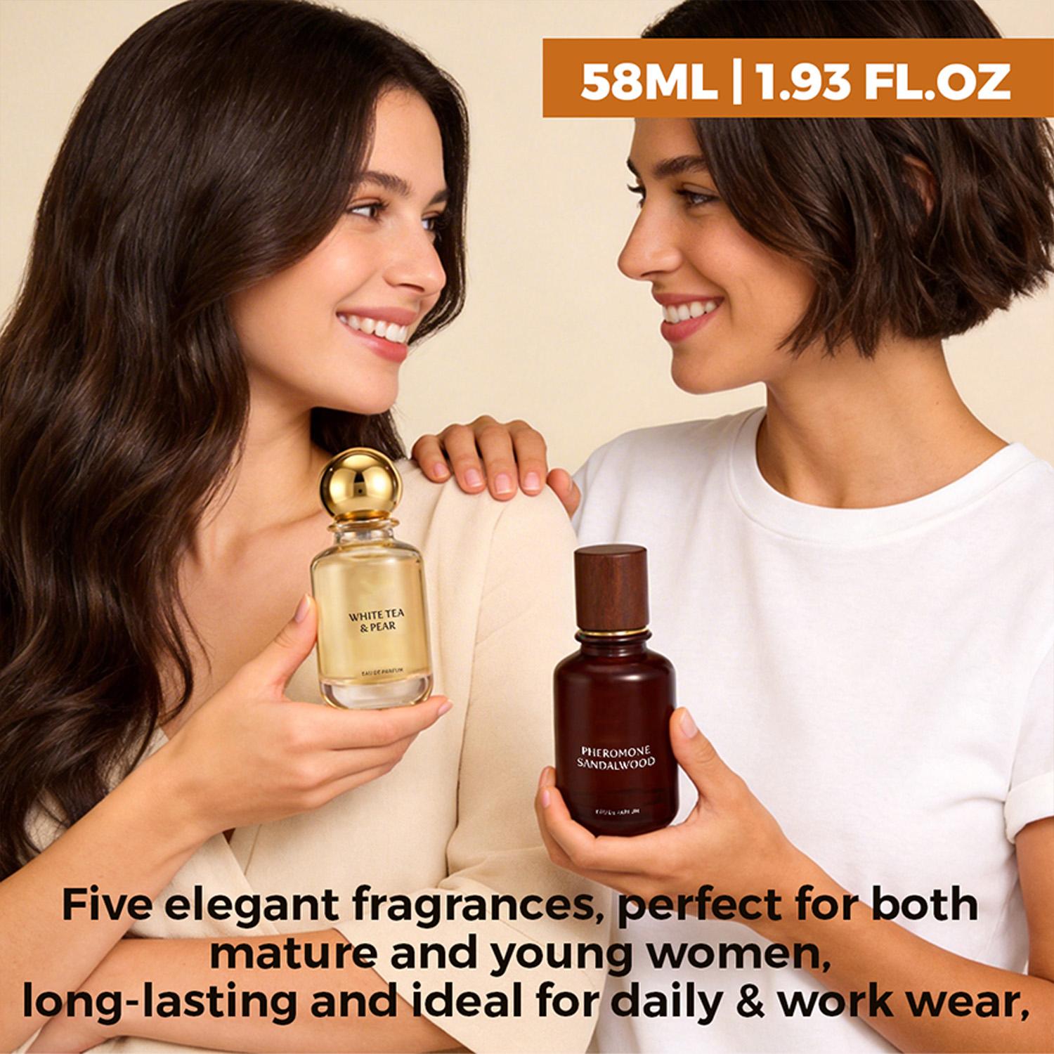 Eau de Parfum Marshmallow Milk, Arabian Oud Rose, Iced Cherry Blast, Pheromone Sandalwood, White Tea & Pear 58ml (1.96 oz) Long Lasting Perfume for Men & Women