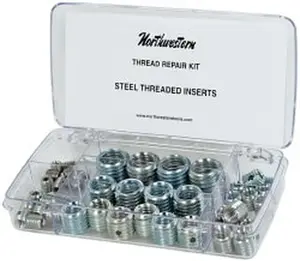 Made in USA Thread Repair Kit: 3/4 in, Threaded Insert 44 Pc, Steel Insert 30001