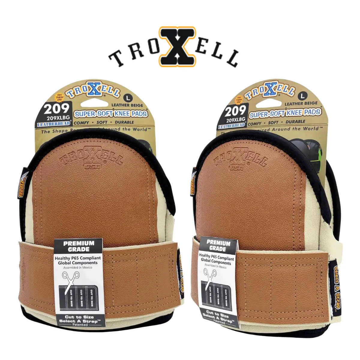 TROXELL USA SuperSoft Leatherhead Kneepads - (Large Size / Bagged in Pairs)