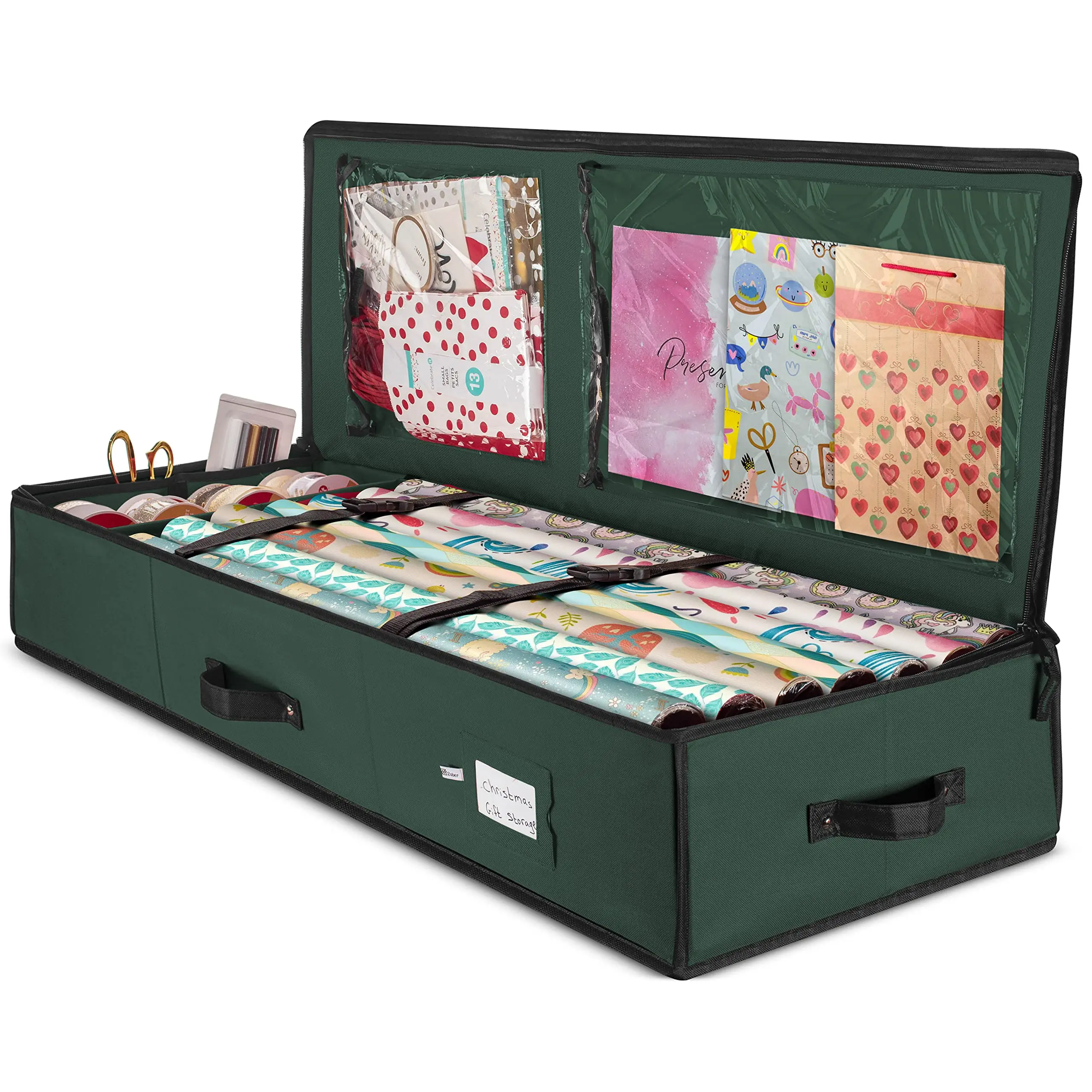 Wrapping Paper Storage Containers - 40 Inch Gift Organizer W/interior Pockets Fits 20 Standard Rolls Of  Bows And Ribbons