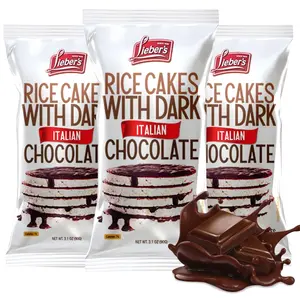 LIEBERS Dark Chocolate Rice Cakes, Kosher Certified Dairy Free, Gluten Free Snack (Dark Italian Chocolate) Pack Of 3
