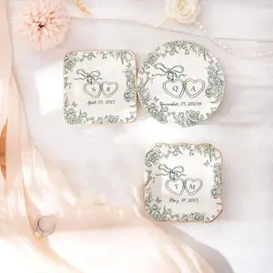 Personalized Locked Ring Dish, Wedding Gift for Couple, Toile De Jouy Jewelry Dish, Sentimental Gift for Bride, Engagement Gift, Anniversary