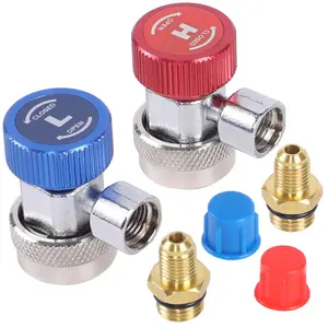 JIFETOR AC R134A Quick Coupler Adapter Kit, HVAC Adjustable High Low Connector Conversion with 1/4 inch SAE Male Flare, Fit for Standard Auto Air Conditioner Manifold Gauge Hose Fittings car auto way ac