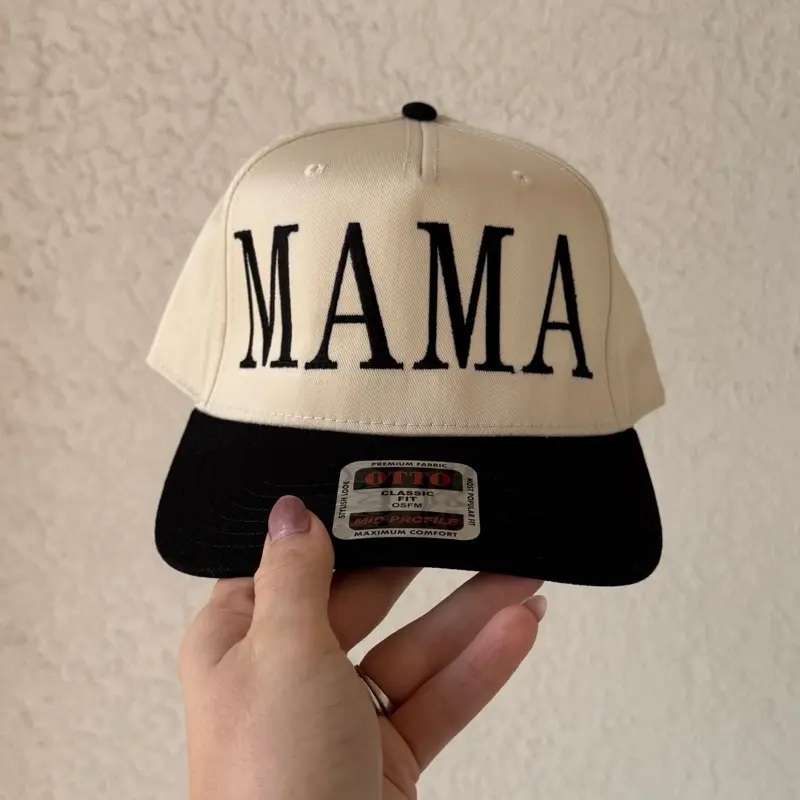 MAMA Hat | Black & Cream Snapback | Mom Life Gift | Cool Mom Aesthetic Cap