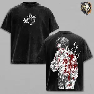Yuta Okkotsu Washed Tee – Jujutsu Kaisen Anime Manga T-Shirt, Rika Fully Manifested Infinite Cursed Energy Copy Technique Domain Expansion Level Power Vintage Graphic, Anime Battle Streetwear Oversized Tee for Hardcore Fans