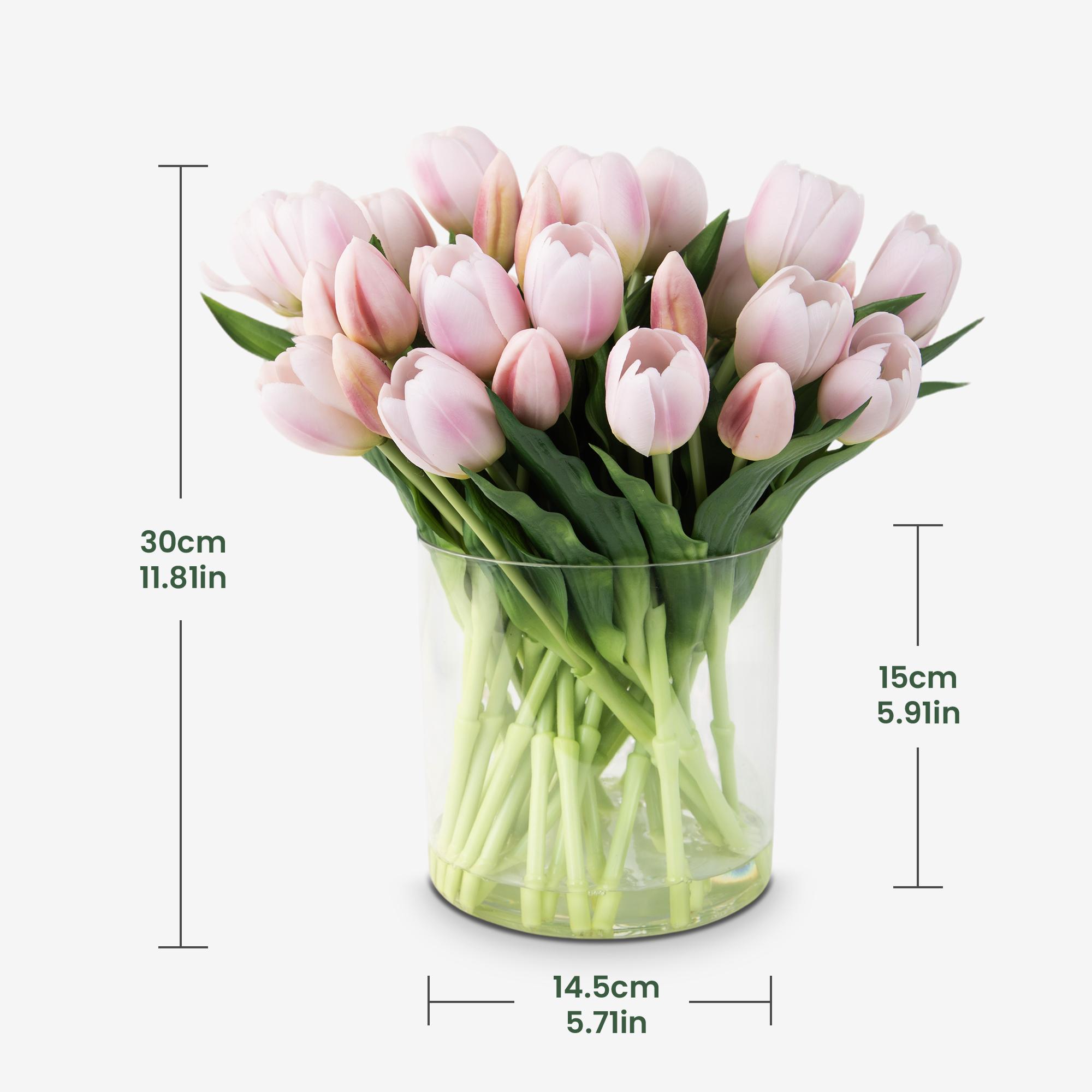 Porch decor,ennvaofficial 40 artificial tulips, realistic touch faux flowers for home decoration, artificial tulip bouquet, suitable for spring, Easter, Mother's Day, weddings, and restaurant table decoration (light pink)