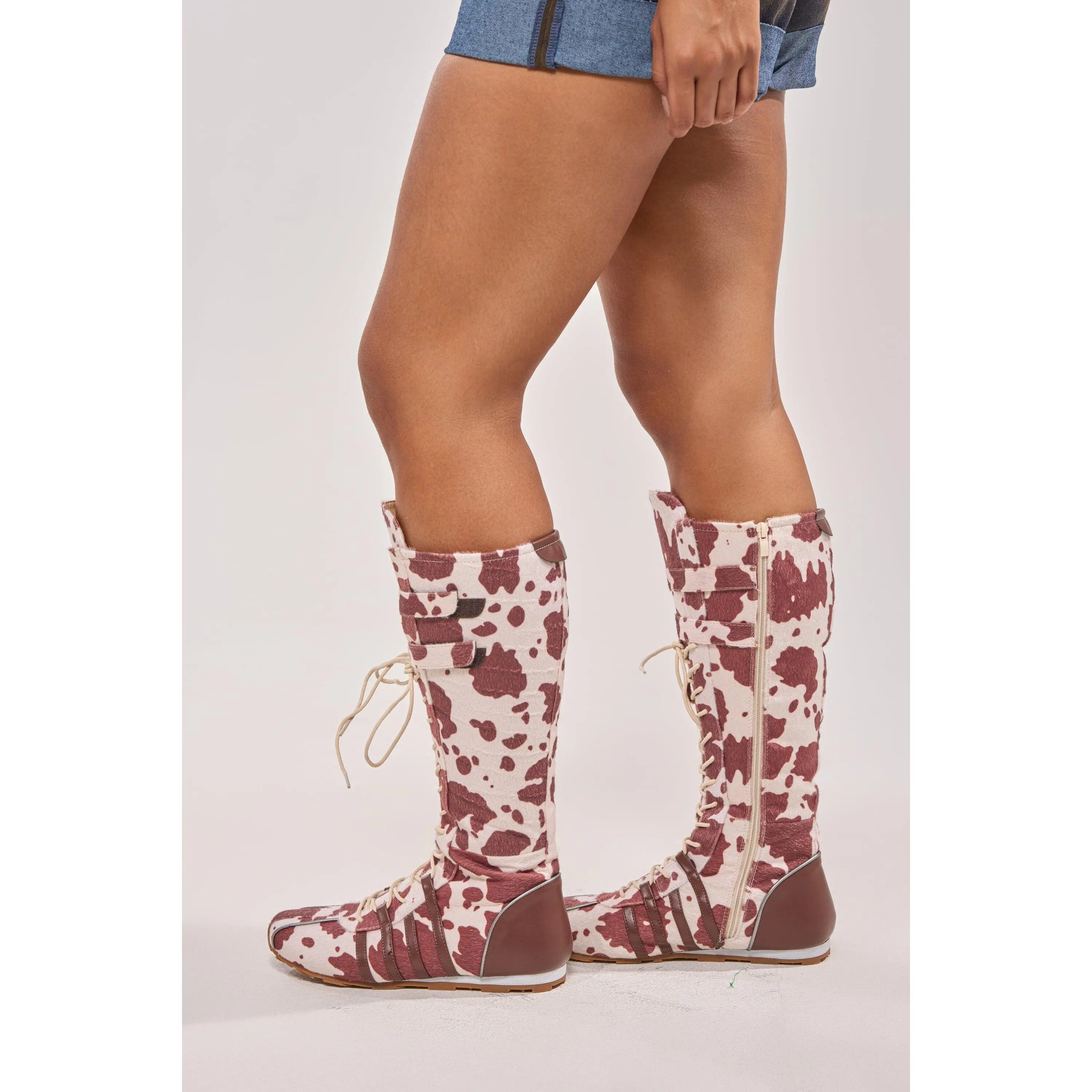 AZALEA WANG OZZY BROWN MULTI FLAT KNEE HIGH SNEAKER - TikTok Shop