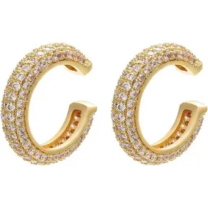Ear Cuffs for Women - CZ Paved Hoop Conch Cuff Earrings for Men - Sparkle Rhinestones Clip On Wrap Earrings Non Pierced