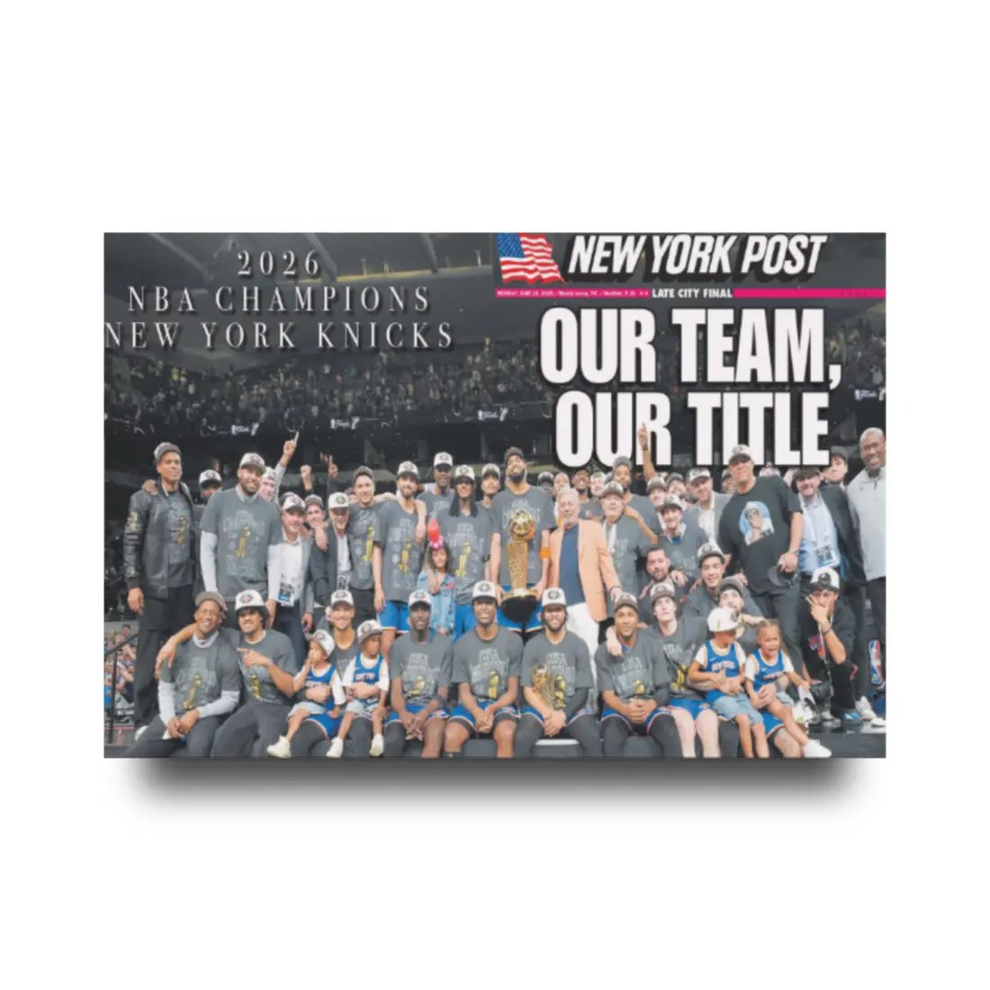 2025-26 NBA Champions New York Knicks Unframed Canvas Wall Art - Commemorating the 2025-26 Season Sport Trophy Image, Basketball Fan Home Decor Collectible Print