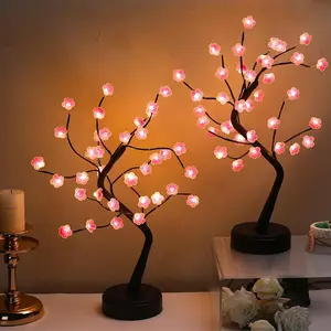 2 Cherry Blossom Lights, 36 LED Tree Lights, Japanese Style Decorative Batteries, and USB Plug-in Desktop Lighting Tree Lamps for Indoor Home Decoration (Warm White)
