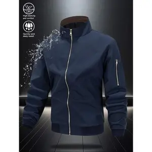 Men's Zipper Flight Jacket, a stylish and comfortable outerwear for all seasons, casual and formal styles, solid color outerwear for autumn and winter