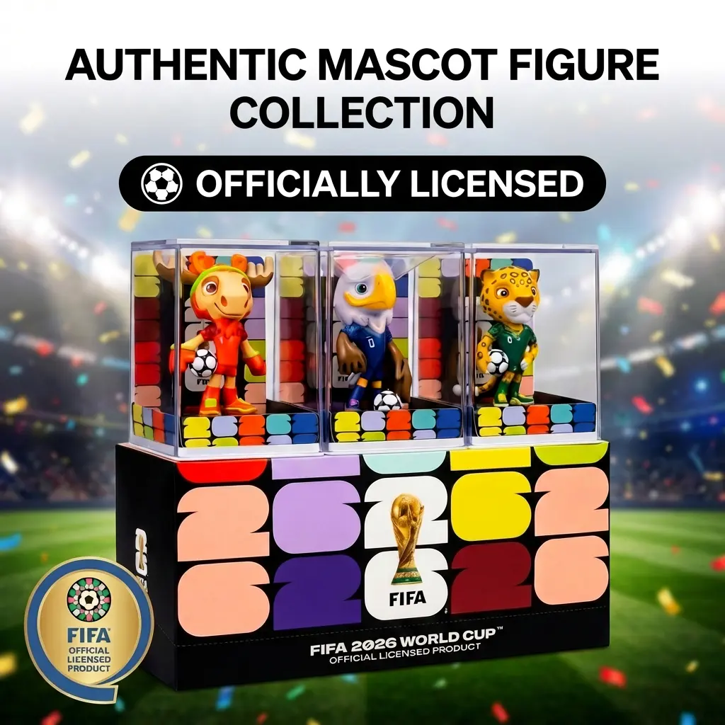 [FIFA Official Licensed] 2026 World Cup Limited Event Memorabilia Mascot Football Action Figures Set - 3Pc Premium Collectible (6cm & 9cm), Brightly Colored Toys for Kids, Desk/Shelf Display to Level Up Gaming Setups, Birthday Gift, Desk Or Shelf Fit