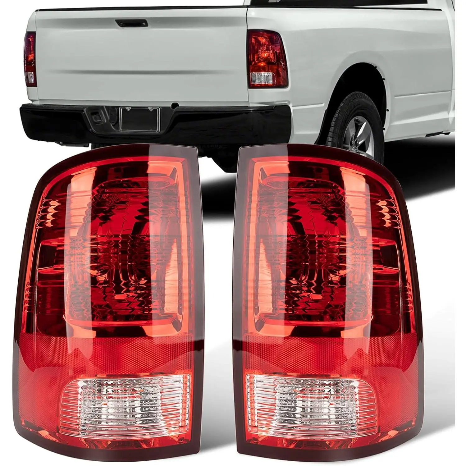 Tail Lights for Dodge 1500/2500/3500 (2009-2018) - Rear Brake, Back Up Cover Taillights Lens Assembly with Lamp, Left Driver & Right Passenger Side, Quality Manufacturing & After-Sales Support
