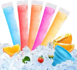 150 Disposable Ice Popsicle Mold Bags, BPA-Free Freezer Tube, Popsicle Mold bags with Zip Seals&Funnel, Summer Homemade DIY Snacks, Yogurt Sticks, Juice & Fruit Smoothies. (150, Transparent)